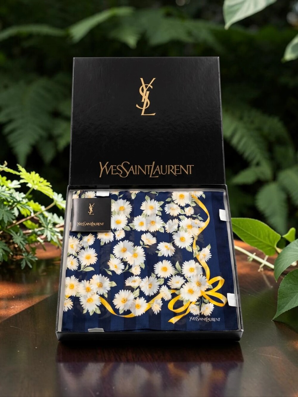 Yves Saint Laurent (YSL) Daisy Print Handkerchief Scarf